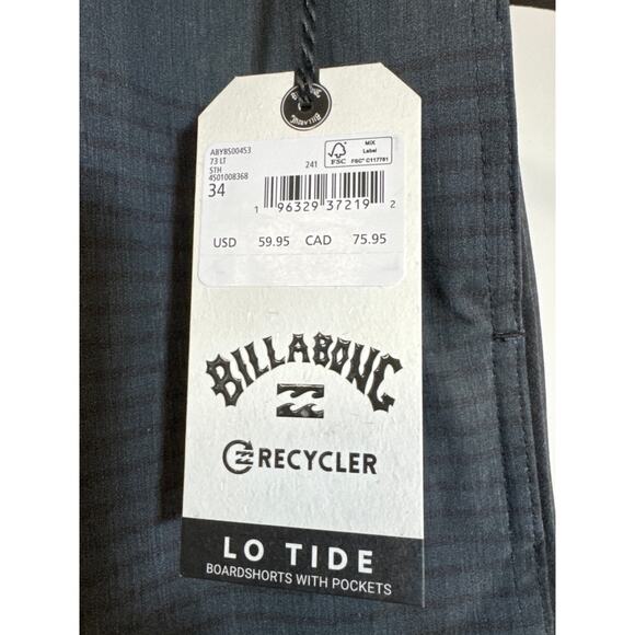 NWT Men’s Billabong Low Tide Board Shorts 34 Mid Length Gray Shorts With Pockets - Picture 3 of 6